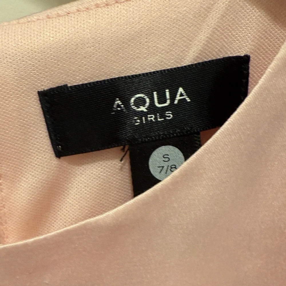 Aqua Satin Flutter Pink Girls' Dress